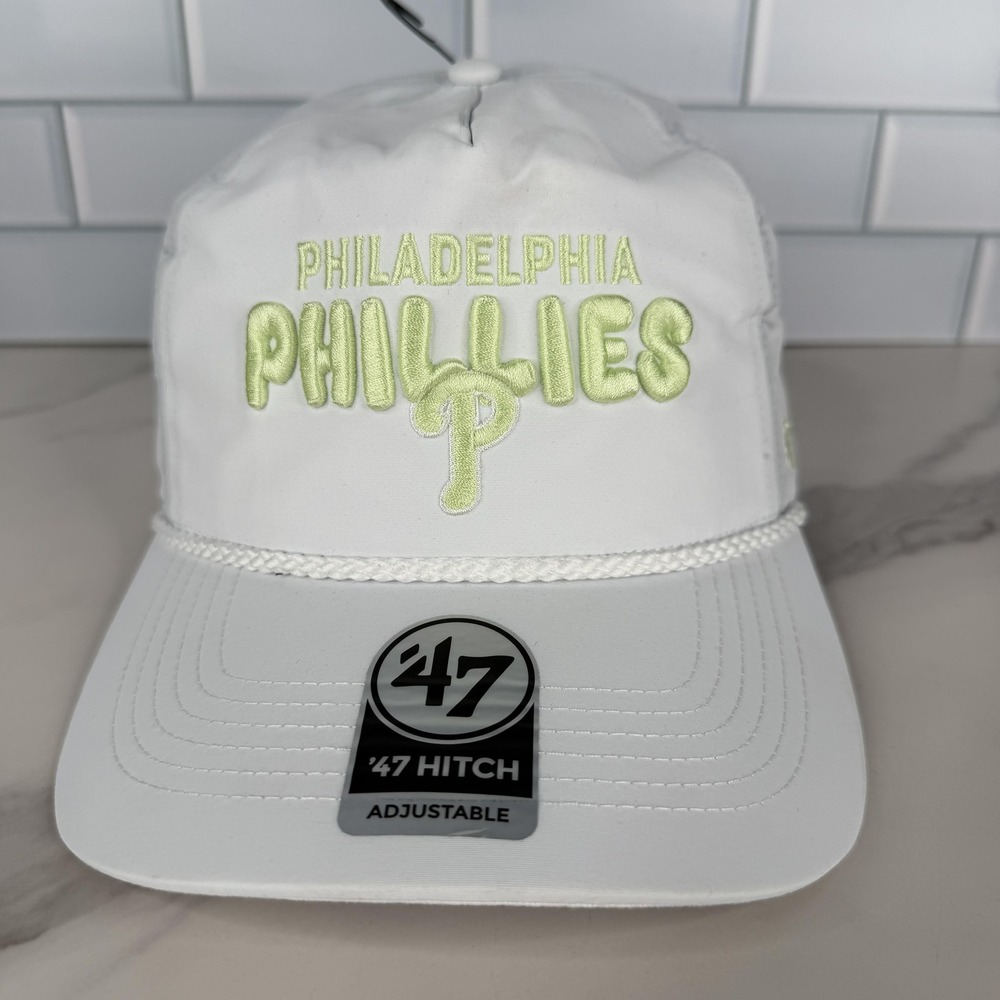 Philadelphia Phillies Rope Hat Cap Snap‎ Back Mens One Size White Baseball Neon